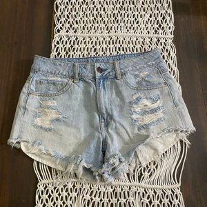 American Eagle high rise distressed festival jean shorts